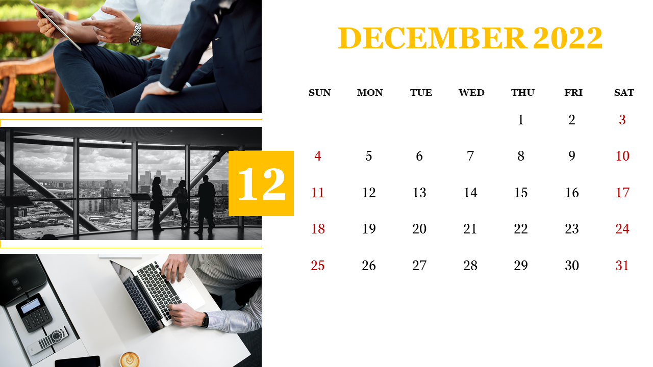 Calendar Template December 2022 PowerPoint